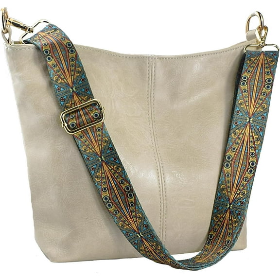 Kwuty Hobo Bags Vegan Leather Crossbody Bag Guitar Strap Shoulder Purses with Zipper Handbags for Women