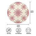 thumbnail image 3 of 15.4" Round Placemat Set of 4 Polyester Fabric Place Mats Non-Slip Dining Kitchen Table Mats for Kitchen Party Decor Elegant Red Snowflakes Pattern, 3 of 5