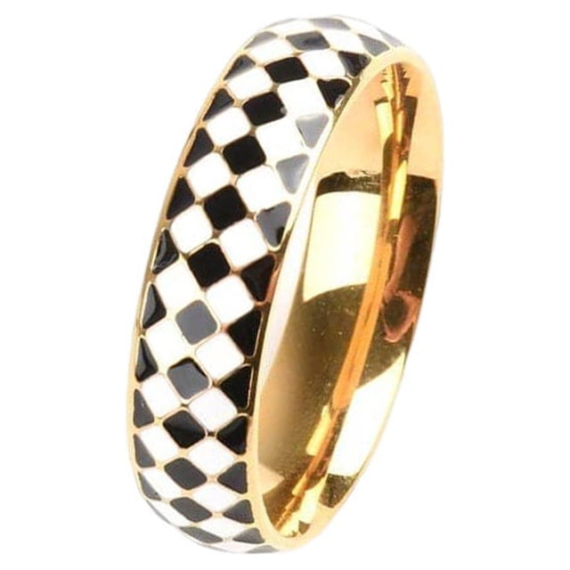 Anillo de tablero de ajedrez Minnieouse joyería elegante para mujer Dorado Talla 9