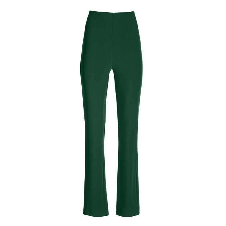 Brglopf Womens Stretch Dress Pants Casual Slacks Pants with Pockets Flared  Straight Leg Bootcut Trousers for Office Work Business(Green,L) 