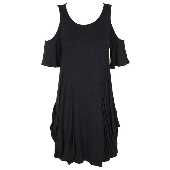 Kensie Womens Grey Cold-Shoulder Draped French-Terry Trapeze Dress S