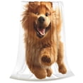 thumbnail image 2 of Fotbe Happy Fluffy Running Dog Manta de Franela Acolchonada con Estampado, Súper Suave y Esponjosa, Extra Grande para Sofá, Cama, Uso Todo el Año-50"x40", 2 of 7