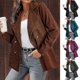 thumbnail image 5 of Women's Corduroy Jacket Solid Color Loose Lapel Coat Fashion Long Sleeve Outwear for Autumn Winter New, 5 of 5