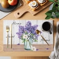 thumbnail image 2 of Purple Lavender Placemats Set of 6, Spring Floral Daisy Butterfly Leaves Gray Placemats for Dining Table, Place Mats for Kitchen Tabletop, Waterproof Wipeable Dining Table Mats Set, 2 of 9