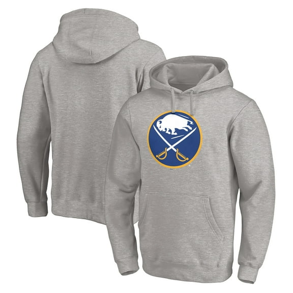 Men's Gray Buffalo Sabres Primary Logo Pullover Hoodie