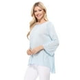 thumbnail image 2 of Yemak Women's Semi Sheer Boat Neck Knit Top with Side Vent MK8139-SND-S-BD, 2 of 5