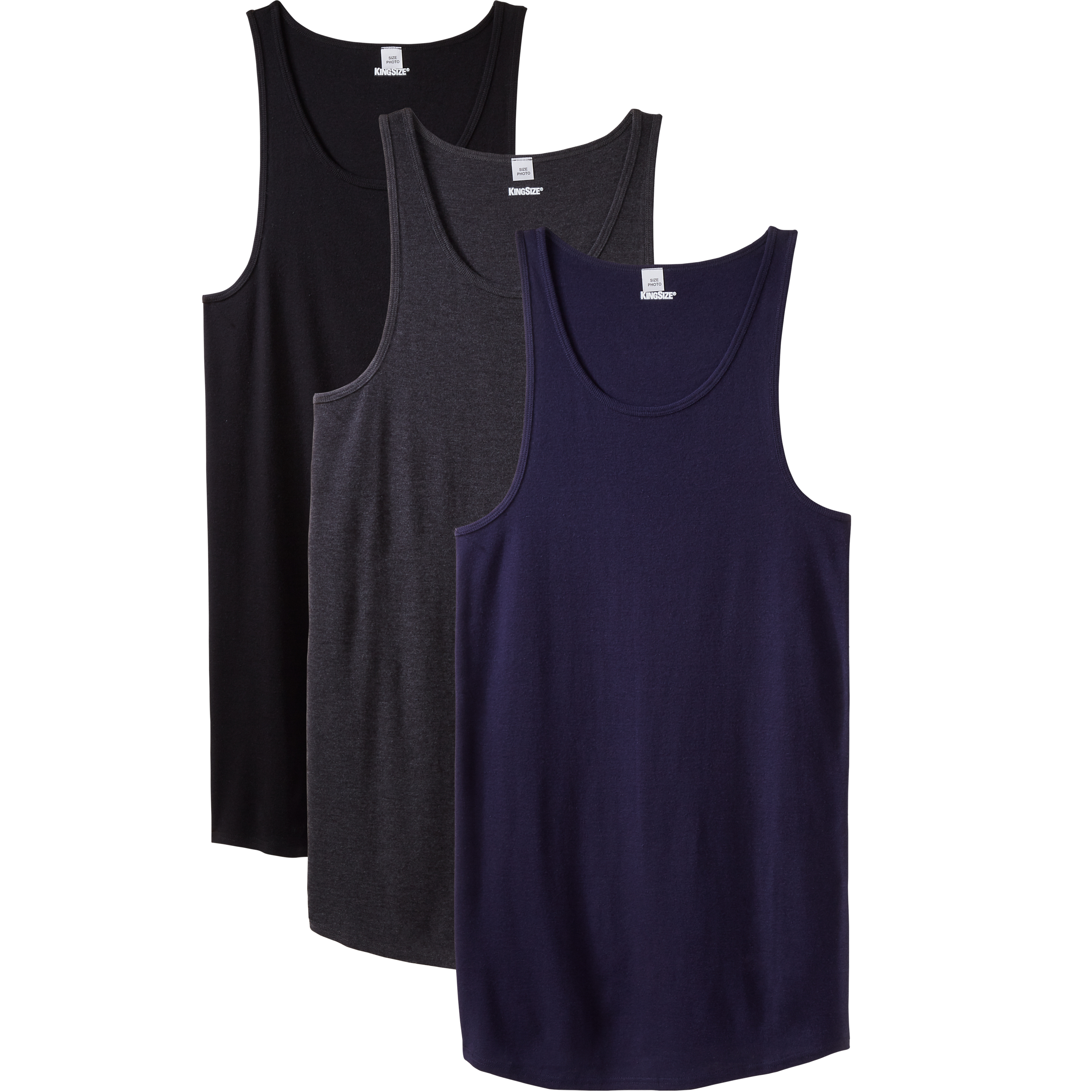 KingSize Men's Big & Tall 3-Pack Ribbed Cotton Tank Undershirt