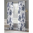 thumbnail image 4 of Sheer Curtains 84 inches Long 2 Panels Set Nautical Coastal Ocean Retro Coral Starfish Black White Sheer Window Curtain Rod Pocket Voile Drapes for Living Room/Bedroom, Each 52" W x 84" L, 4 of 7