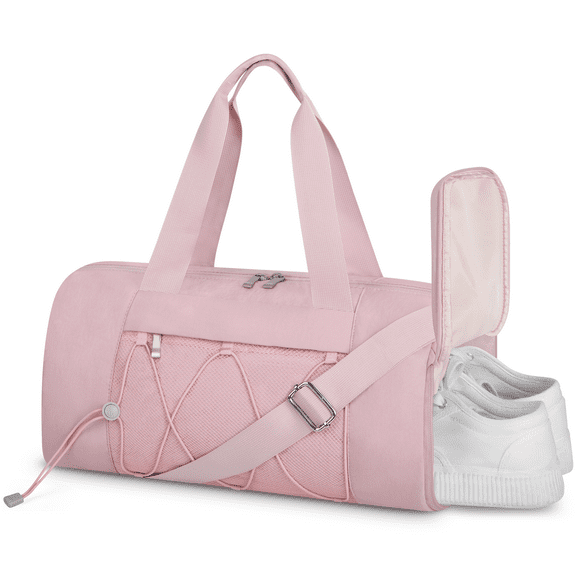 CshidWorld Small Gym Bag for Women & Men, Mini Duffle Bag with Shoes Compartment for Travel Sports Lightweight Carry On Bag, Pink