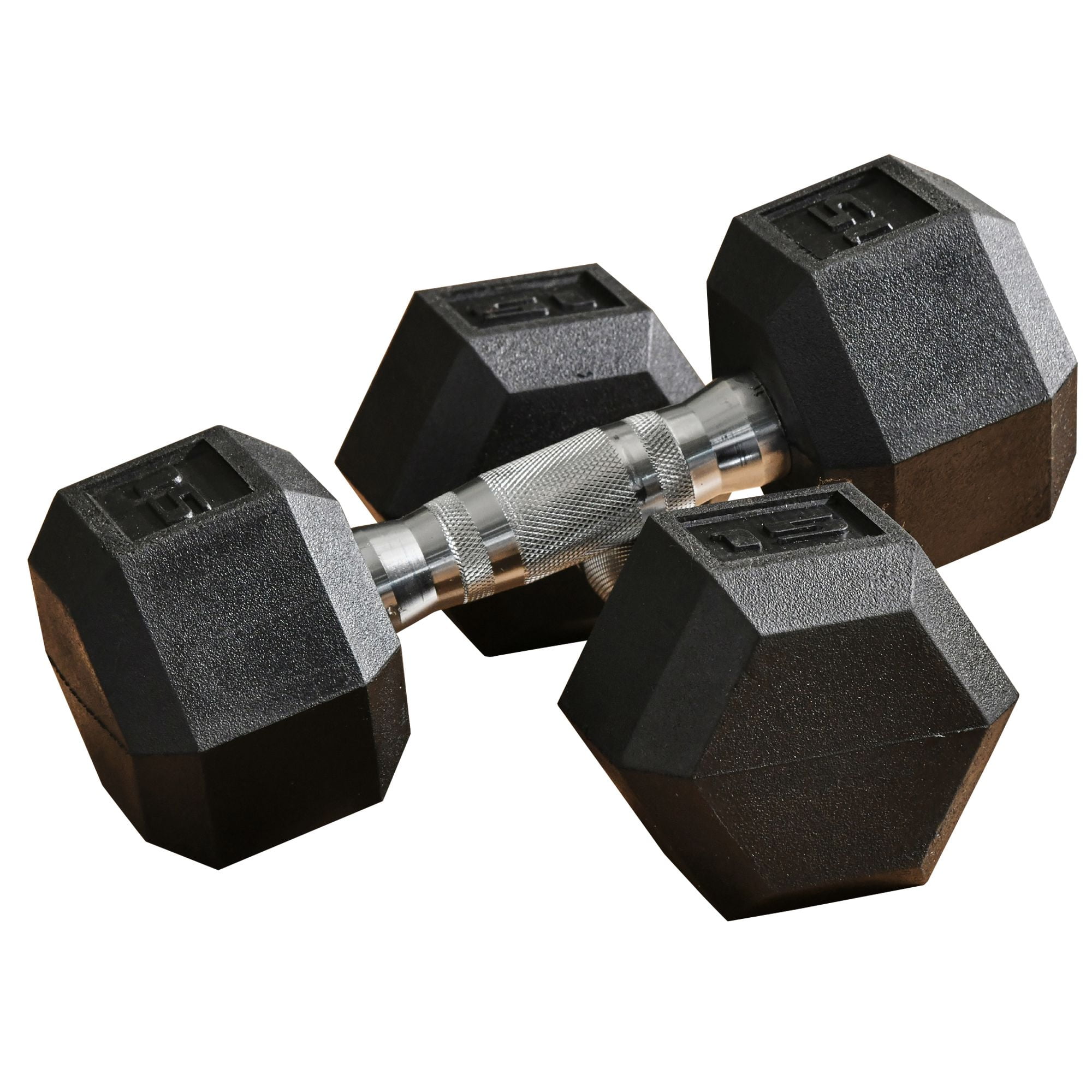 Soozier Set of 2 Hex Dumbbell Weights, Rubber Lift Weights for Strength Training, 15 Lbs./Single, Black