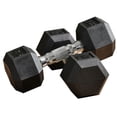 thumbnail image 1 of Soozier 2 x 15 lbs Rubber Dumbbells Weight Set for Body Fitness Training, 1 of 9
