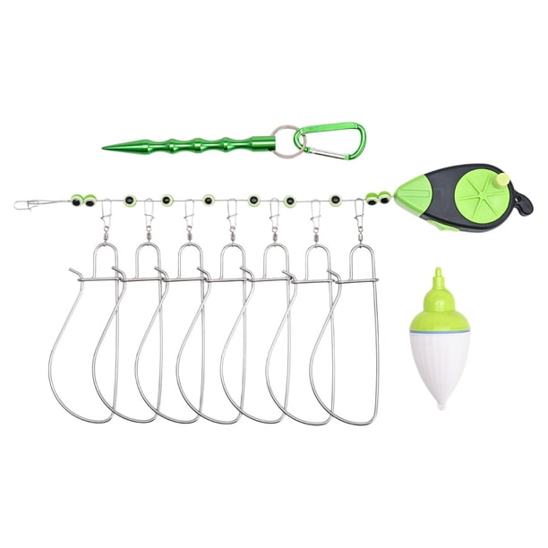 Encordador de pesca portátil con 7 broches de acero inoxidable y hebilla de seguridad para peces vivos Grande