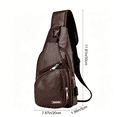 thumbnail image 3 of Tanyzvel Vintage PU Leather Sling Crossbody Backpack with USB Charging Port, Unisex Chest Bag for Men Women Travel Camping Hiking Holiday Gift, 3 of 5