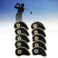 thumbnail image 6 of 10 Pieces Golf Iron Headcover Set Golf Club Head Cover Anti Scratch Golf Cue Protector with Number Tag Sticky Waterproof Golfer Equipment Black, 6 of 8