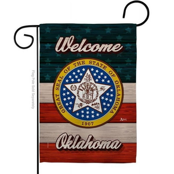 13 x 18.5 in. Welcome Oklahoma Double-Sided Vertical House Decoration Banner Garden Flag - Yard Gift