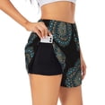 thumbnail image 1 of Balery Mandala Pantalones cortos deportivos para mujer con forro y dos bolsillos, elásticos, para entrenamiento, gimnasio, yoga-Large, 1 of 7