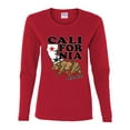 thumbnail image 2 of Wild Bobby, California Republic Cali Bear Pop Culture Womens Graphic Long Sleeve T-Shirt, Red, X-Large, 2 of 3