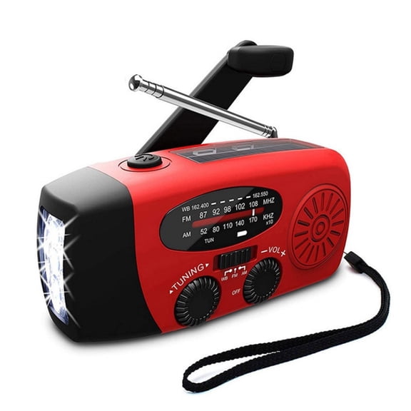Multifunction Radio Solar Hand Crank FM /AM /NOAA WB Weather Radios Emergency Flashlight 2000mAh Power Bank ,Easy to Operate