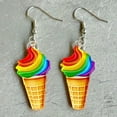 thumbnail image 6 of Rainbow Frog Candy Color Acrylic Mushroom Ghost Ice Cream Pencil Summer Earrings, 6 of 8