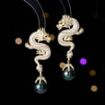 thumbnail image 3 of Zodiac Earrings, Pearl Zircon Inlay, Personalized Creative Design, Dragon Earrings., 3 of 11