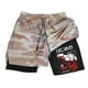 thumbnail image 1 of Pantalones cortos de compresión con estampado de Anime para hombre, Shorts de gimnasio de rendimiento atlético con bolsillos, secado rápido, Fitness, entrenamiento, boxeo, 2 en 1, 1 of 5