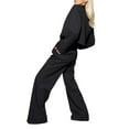 thumbnail image 2 of 2 Piece Outfits for Women Dressy Blazer Jackets High Waisted Straight Leg Pants Suits Set Business Casual Black XXL, 2 of 9