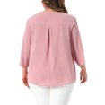 thumbnail image 4 of DARING DIVA Women's Plus Spring Tops V Neck Chiffon Work Dressy Casual Shirt 2X Pink, 4 of 6