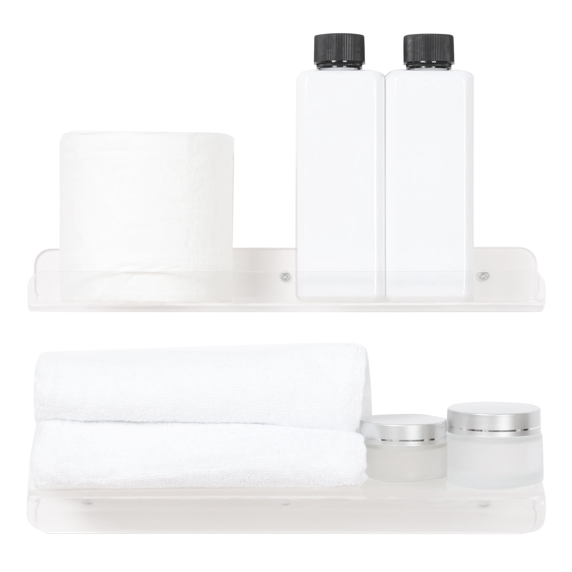 Unique Bargains Acrylic Floating Shelves Clear Acrylic Shelf for Living Room Bedroom Wall 12" x 4" x 2" 4
