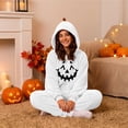 thumbnail image 5 of Adult Halloween Pumpkin Onesie 2026 New BWASD Womens Thick Warm Furry Onesie Pajamas Hooded Long Sleeve Elastic Ankle Cuff Soft Fleece for Winter Loungewear for Party Outfit ,XL, 5 of 6