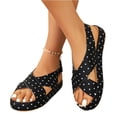 thumbnail image 2 of Norvail Womens Polka Dot Platform Sandals, Crisscross Slingback Comfort Cushioned Open Toe Walking Shoes, Adjustable Casual Sandals, Summer Going Out Shoes, 2 of 6