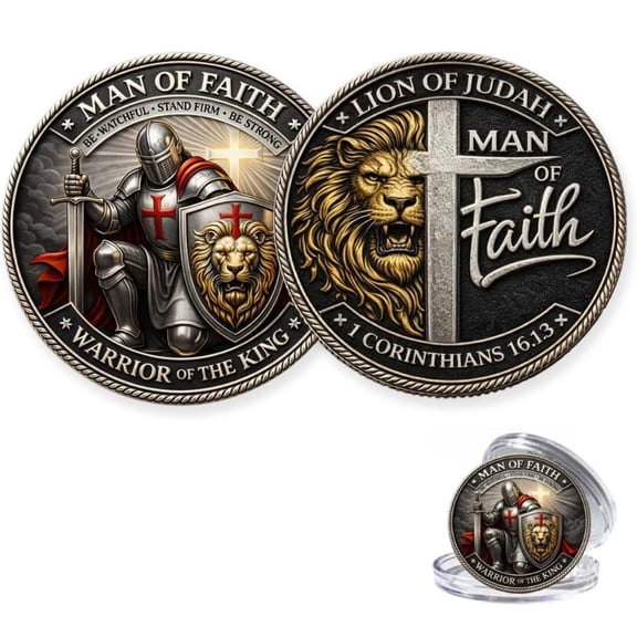 Historical Commemorative Coin 1.57 Inch, Biblical Scripture Religious Keepsake, Christian Faith Gift for Veterans Christmas