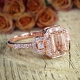 thumbnail image 4 of 1.25 Carat Real Morganite (emerald cut Real Morganite) Diamond Engagement Ring Sterling Silver with 18k Gold Plating, 4 of 5
