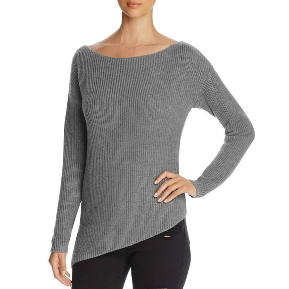 Marled Women's Asymmetric Hem Sweaters, Gray, Large