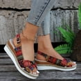 thumbnail image 6 of LFXJVY Wedge Heel Sandals For Women Platform Bohemian Style Open Toe Ankle Strap Backstrap Holiday Beach Summer Espadrille Red 37, 6 of 8