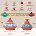 thumbnail image 3 of Kamsah Bohemian Medium Classic Tagine, Handmade Ceramic Cooking Pot, Turquoise, 3 of 6