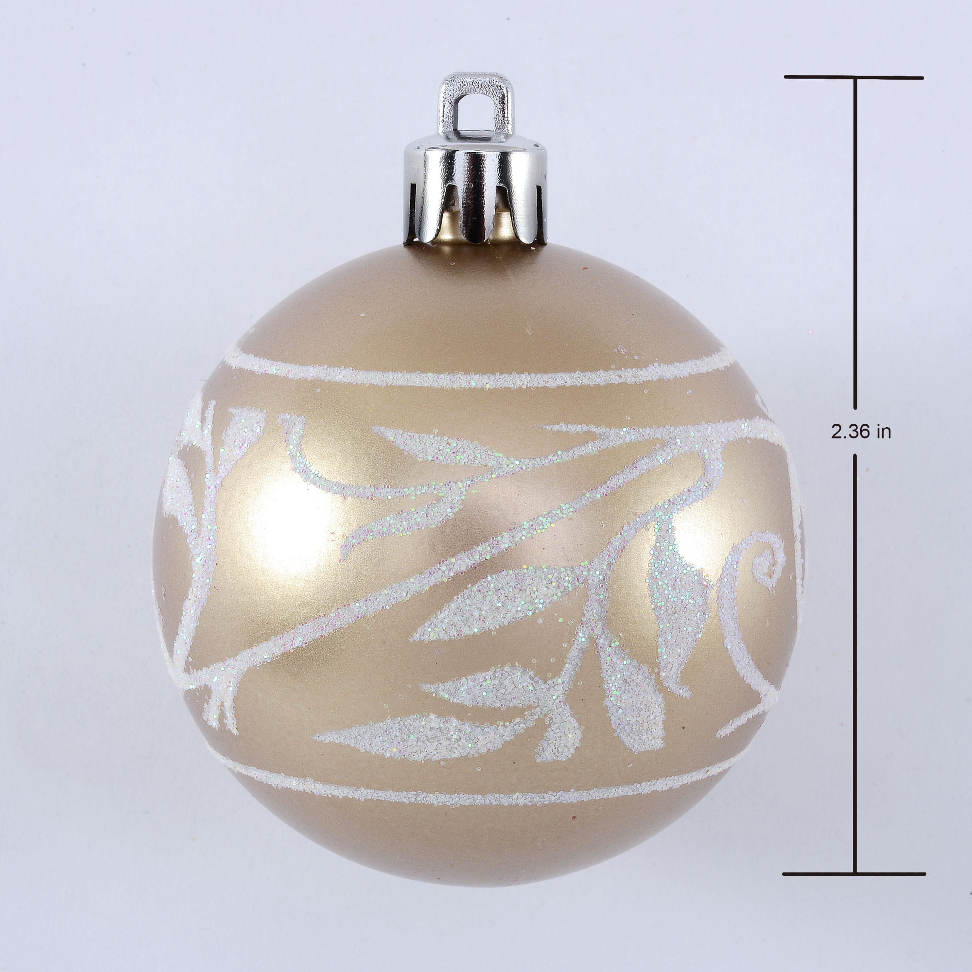 Holiday Time 60 mm Christmas Shatterproof Ornaments, Champagne Gold and White, 40-Count