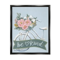 Stupell Industries Be Kind Floral Bicycle Botanical & Floral Painting Black Floater Framed Art Print Wall Art, 17 x 21