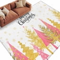 thumbnail image 2 of Christmas Tree Washable Living Room Rugs 5'x7', Gold Pink Tree Winter Snowflakes Abstract Low Pile Throw Large Area Rugs Non-Slip Sturdy Edge Binding Carpet for Dining Room Bedside Kitchen, 2 of 9