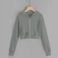 thumbnail image 5 of Staki Girls Zip Up Hoodies Cropped Sweatshirts Long Sleeve Jackets with Pockets Kids Tops Clothes 5-14Y(Light Gray,13-14 Years), 5 of 6