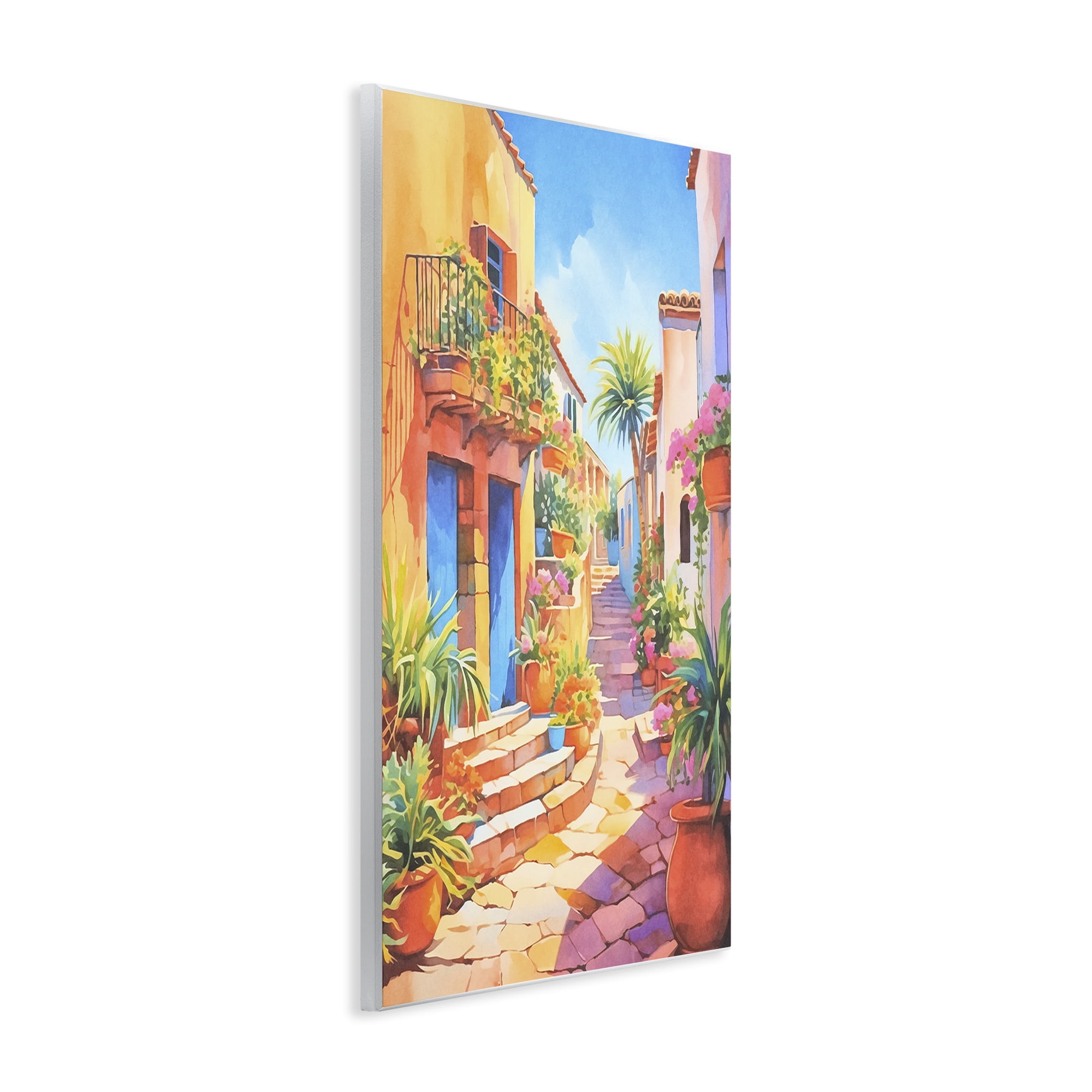Stupell Industries Bright Mediterranean City Scenery Painting Unframed Art Print Wall Art, 10 x 15