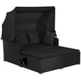 thumbnail image 2 of Costway Patio Rattan Daybed Lounge Retractable Top Canopy Side Tables Cushions Black, 2 of 10