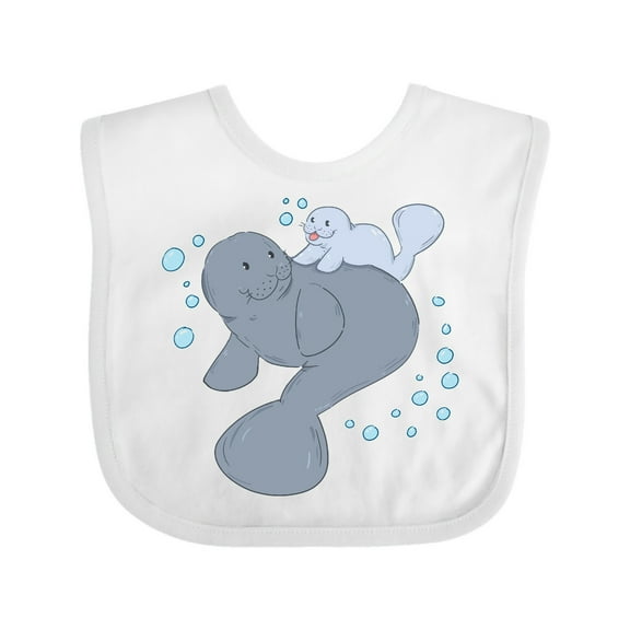 Inktastic Cute Manatees with Bubbles Boys or Girls Baby Bib