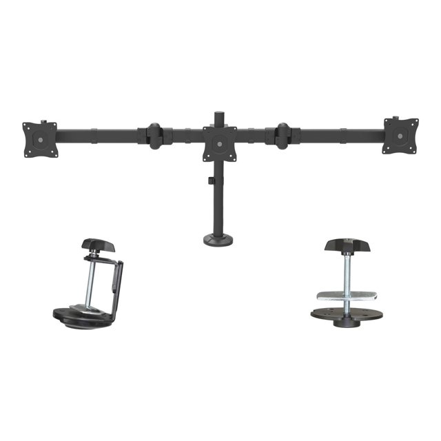 StarTech.com Desk Mount Triple Monitor Arm, Ergonomic VESA 3 Monitor Mount up to 27", Articulating & Height Adjustable Pole Mount, Tilt/Swivel/Rotate LCD/LED Screen, Desk Clamp/Grommet - Monitor Pole Mount (ARMTRIO) - Adjustable arm - for 3 monitors - solid steel - screen size: 13"-27" - for P/N: DK30CH2DPPD, USB3DOCKH2DP