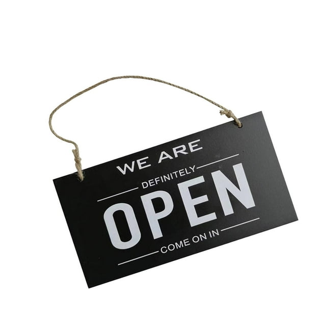 maskred Open Closed Sign Double Sided Hanging Shop Window Home Reversible Business Black 12x23x0.6cm 1Set