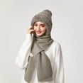 thumbnail image 4 of Bibifish One Piece Scarf Hats For Women Winter Thermal Lined Scarf Hats Solid Color Fleece Cold Weather Knitted Scarf Hats For Ladies, 4 of 5