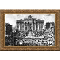 The Trevi Fountain in Rome 24x19 Gold Ornate Wood Framed Canvas Art by Piranesi, Giovanni Battista