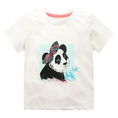 

Girls T-shirts for Toddler Children Shortsleeve Tees Fashion Cartoon Printing Panda Baby Cotton T-shirts 12M-8T