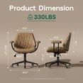 thumbnail image 3 of HomeZeer Vintage Executive Office Chair with Rubber Casters Padded Arms, Premium Camel Brown Faux Leather Swivel Computer Desk Chair, Height Adjustable Task Chair for Home Office, 3 of 12