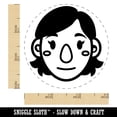 thumbnail image 2 of Human Female Character Face Self-Inking Rubber Stamp Ink Stamper - Green Ink - Small 3/4 Inch, 2 of 7