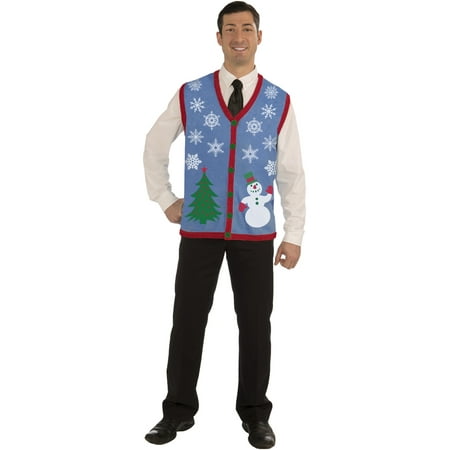 Mens Christmas Vests - Adults Mens Snowflake Snowman Ugly Christmas Sweater Party Vest Medium 40